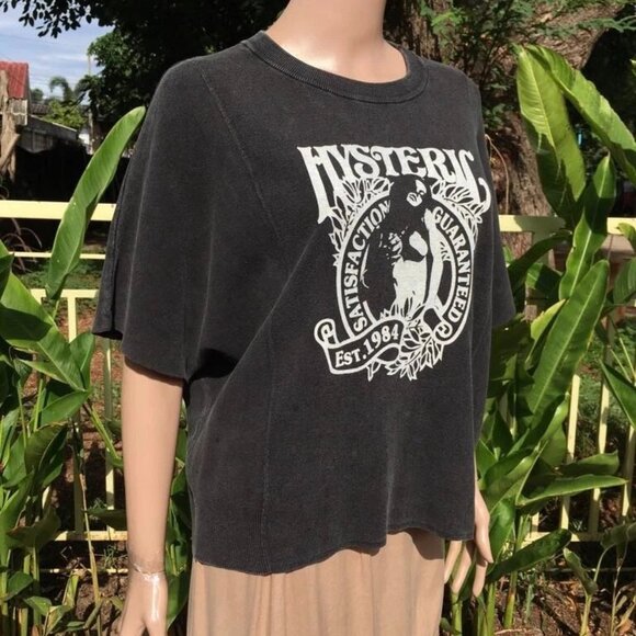 HYSTERIC GLAMOUR Short Bat Sleeve Cotton Logo Graphic Tee Shirt Black Size M L - Picture 2 of 12